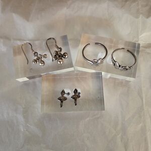 Lot of 4 925 Sterling Silver Jewelry Toe Rings and Earrings